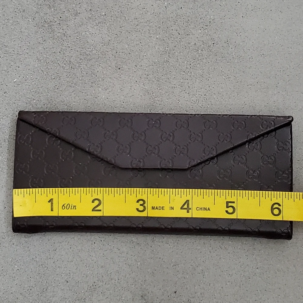 Gucci Dark Brown Embossed Leather Sunglasses Case